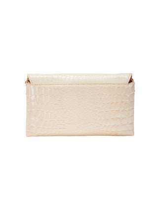 Vicolo pochette in ecopelle effetto coccodrillo con tracolla beige