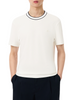 Lacoste T-shirt in piquè con colletto a righe bianco latte