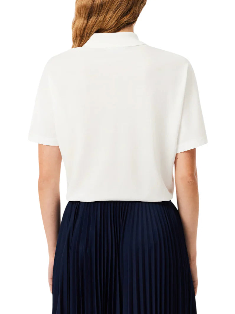 Lacoste polo manica corta donna in piquè avorio