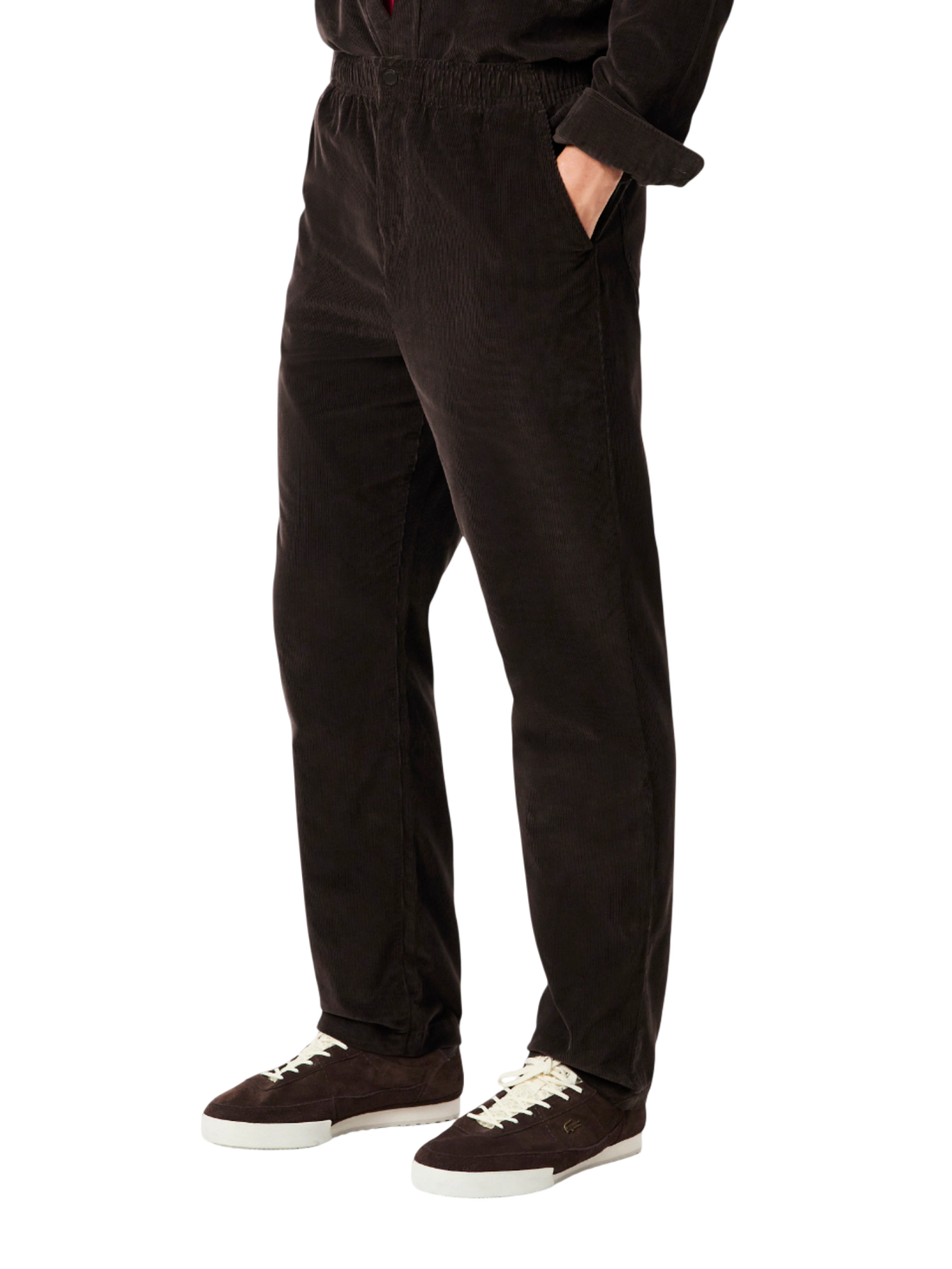 Lacoste pantaloni uomo in velluto a costine marrone