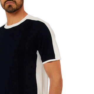 Liu Jo maglia uomo bicolor in cotone blu bianco