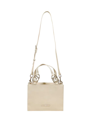 Love Moschino borsa a mano in ecopelle martellata beige chiaro