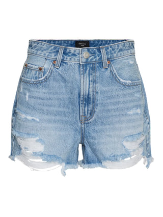 Vero Moda shorts donna in denim con strappi lavaggio chiaro