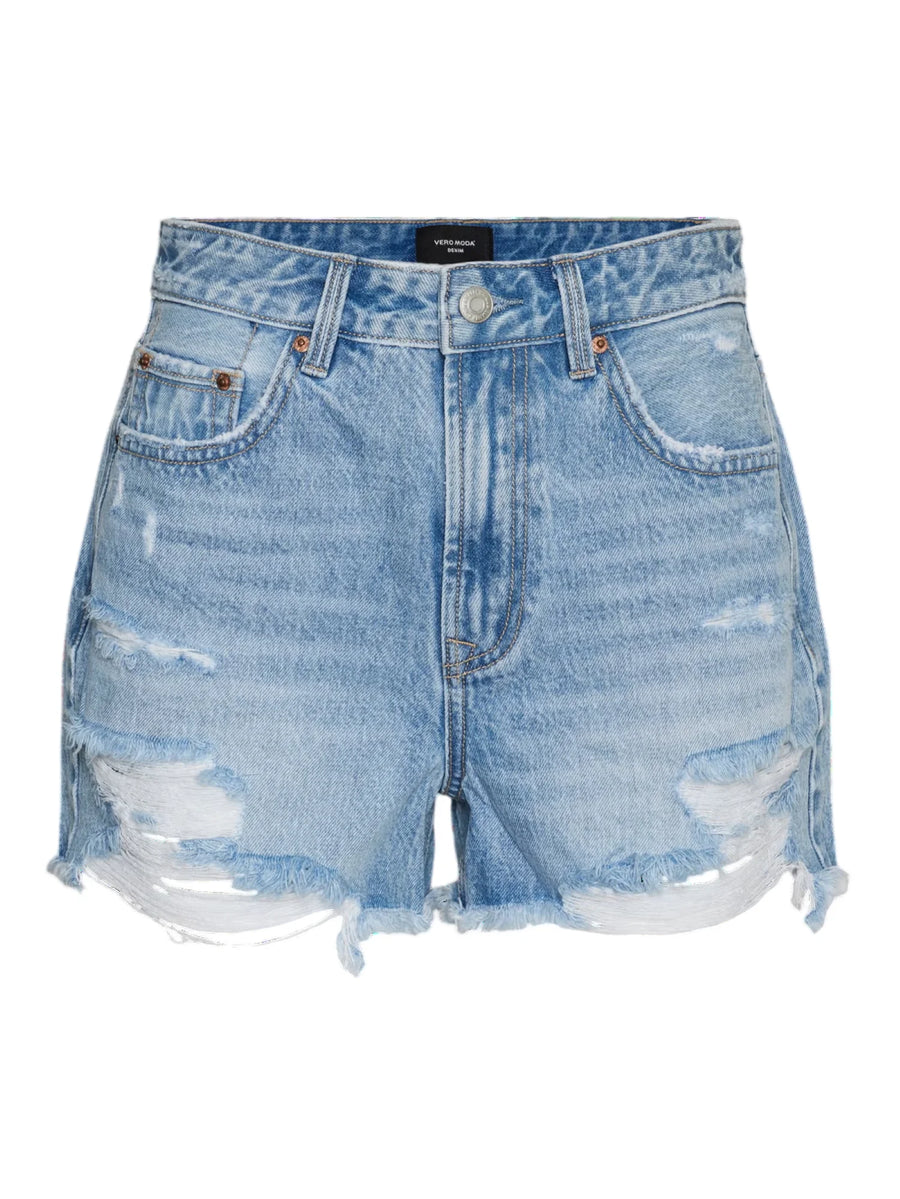 Vero Moda shorts donna in denim con strappi lavaggio chiaro