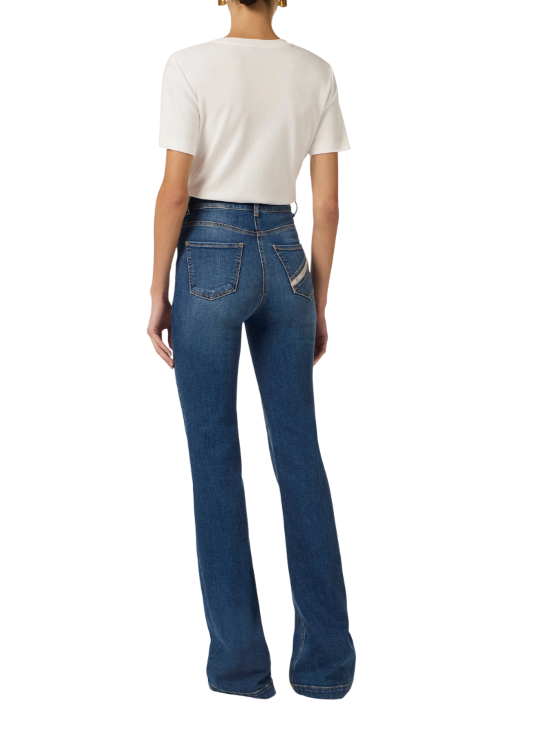 Elisabetta Franchi T-shirt manica corta con logo panna