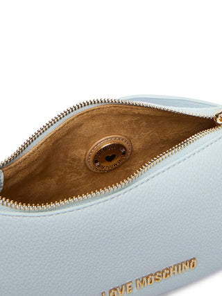 Love Moschino borsa a spalla in ecopelle martellata celeste