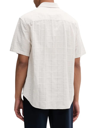 Calvin Klein camicia uomo in cotone check manica corta ecrù