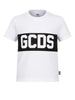 GCDS T-shirt bambino con banda logo bianco nero