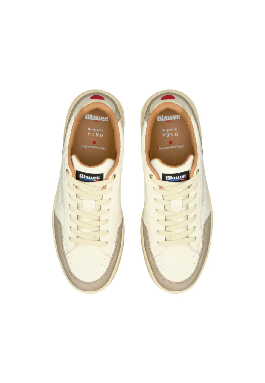 Blauer sneakers uomo Kyoto in pelle e suede panna beige