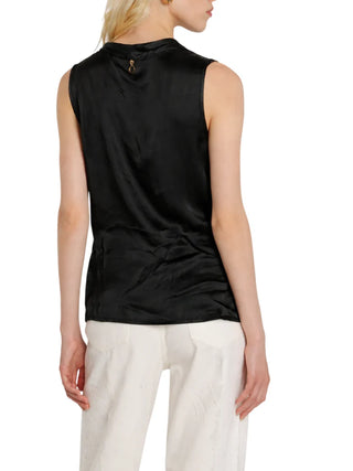 Relish blusa smanicata Wolfy in raso nero