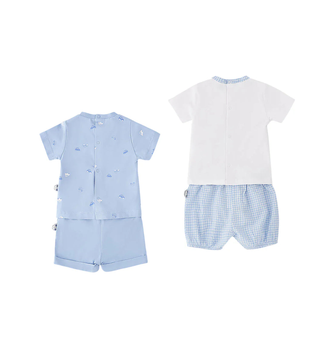 iDo 2 completi neonato con shorts bianco celeste