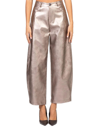 Vicolo pantaloni gamba larga in ecopelle laminata bronzo TF2051 BRONZO VICOLO 