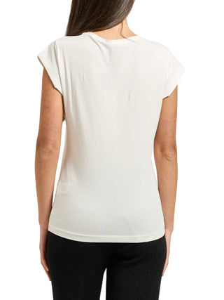 Yes Zee T-shirt manica corta con strass panna