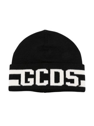 Gcds cappello bambino in maglia con logo nero B2JU5818AL9 BLACK GCDS