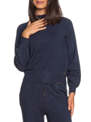 Yes Zee maglia lupetto donna misto viscosa blu M002-RU00 0710 YES-ZEE 