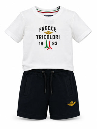 Aeronautica Militare completo estivo T-shirt e shorts bianco nero