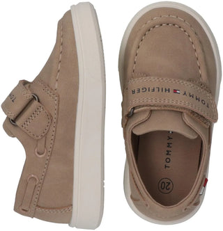 Tommy Hilfiger sneakers bambino in ecopelle con velcro beige