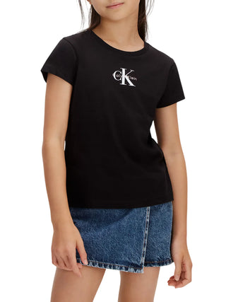 Calvin Klein Jeans T-shirt bambina manica corta con logo nero