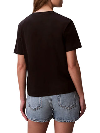 Calvin Klein Jeans T-shirt donna in jersey con logo nero