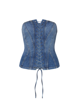 Liu Jo top bustier in denim lavaggio medio