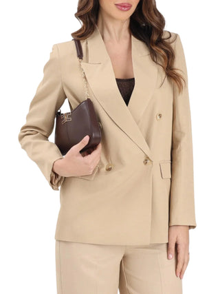 Vicolo giacca blazer doppiopetto misto lino beige
