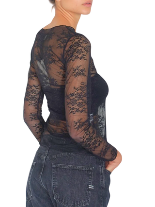 Haveone T-shirt in pizzo trasparente nero MJK-P200 NERO HAVEONE