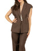 Vicolo giacca smanicata donna misto lino marrone