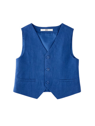 iDo gilet bambino misto lino blu avio