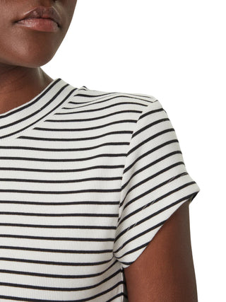 Calvin Klein Jeans T-shirt crop donna a righe panna nero