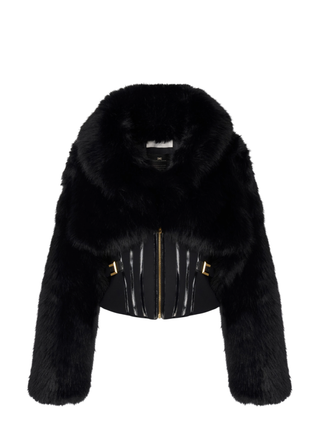 Elisabetta Franchi pelliccia ecologica stile bustier nero GB05A57E2 110 ELISABETTA FRANCHI 