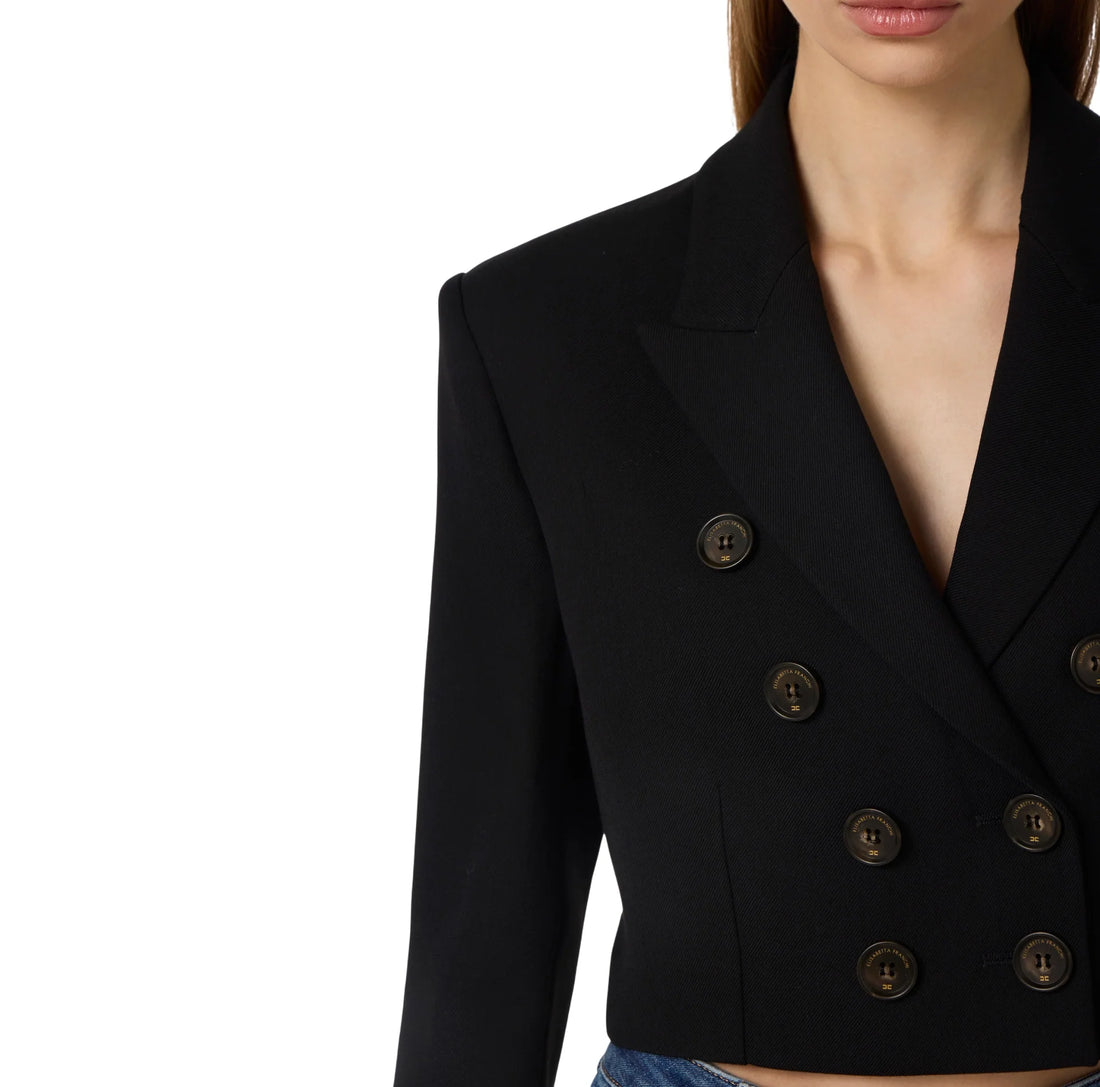 Elisabetta Franchi giacca crop doppiopetto donna nero