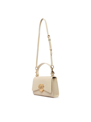 Love Moschino borsa a mano con placca logo Heart ecrù