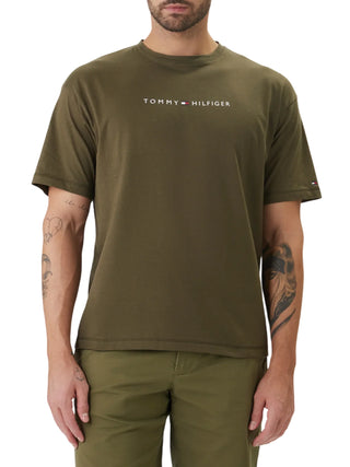 Tommy Hilfiger T-shirt manica corta uomo con logo verde UM0UM03643 RBN Tommy Hilfiger beachwear 