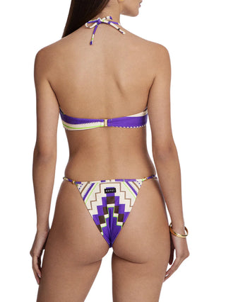 Me Fui bikini top a fascia e slip in fantasia multicolor viola verde