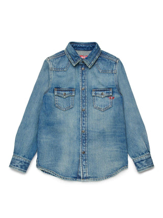Diesel camicia bambino Ceko in denim lavaggio blu