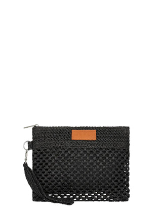 Me Fui pochette donna in rafia crochet nero MA26-SW0055 BK ME FUI 