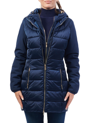 Yes Zee piumino lungo imbottito trapuntato blu O045-M800 0710 YES-ZEE 