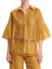 Vicolo camicia in georgette con trasparenze giallo ocra