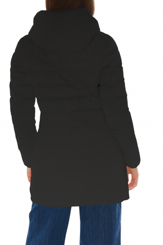 Yes Zee piumino lungo trapuntato con cappuccio nero O003-M800 0801 YES-ZEE