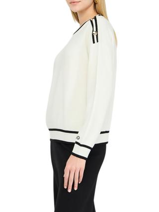 Liu Jo maglia donna con bottoni panna nero TF5230MS59L 03N76 LIU JO