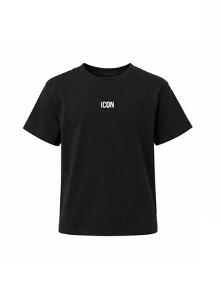 Icon T-shirt bambina manica corta con logo nero