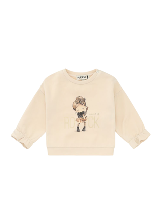 Please felpa bambina con stampa beige LB03042G77 1134 PLEASE KID