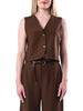 Haveone gilet donna misto viscosa marrone
