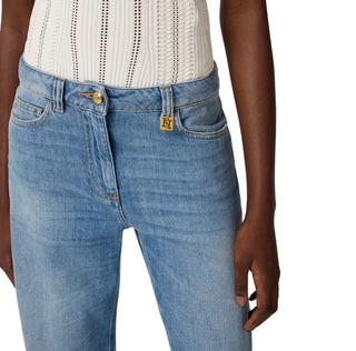 Elisabetta Franchi jeans flare con dettaglio logato lavaggio blu