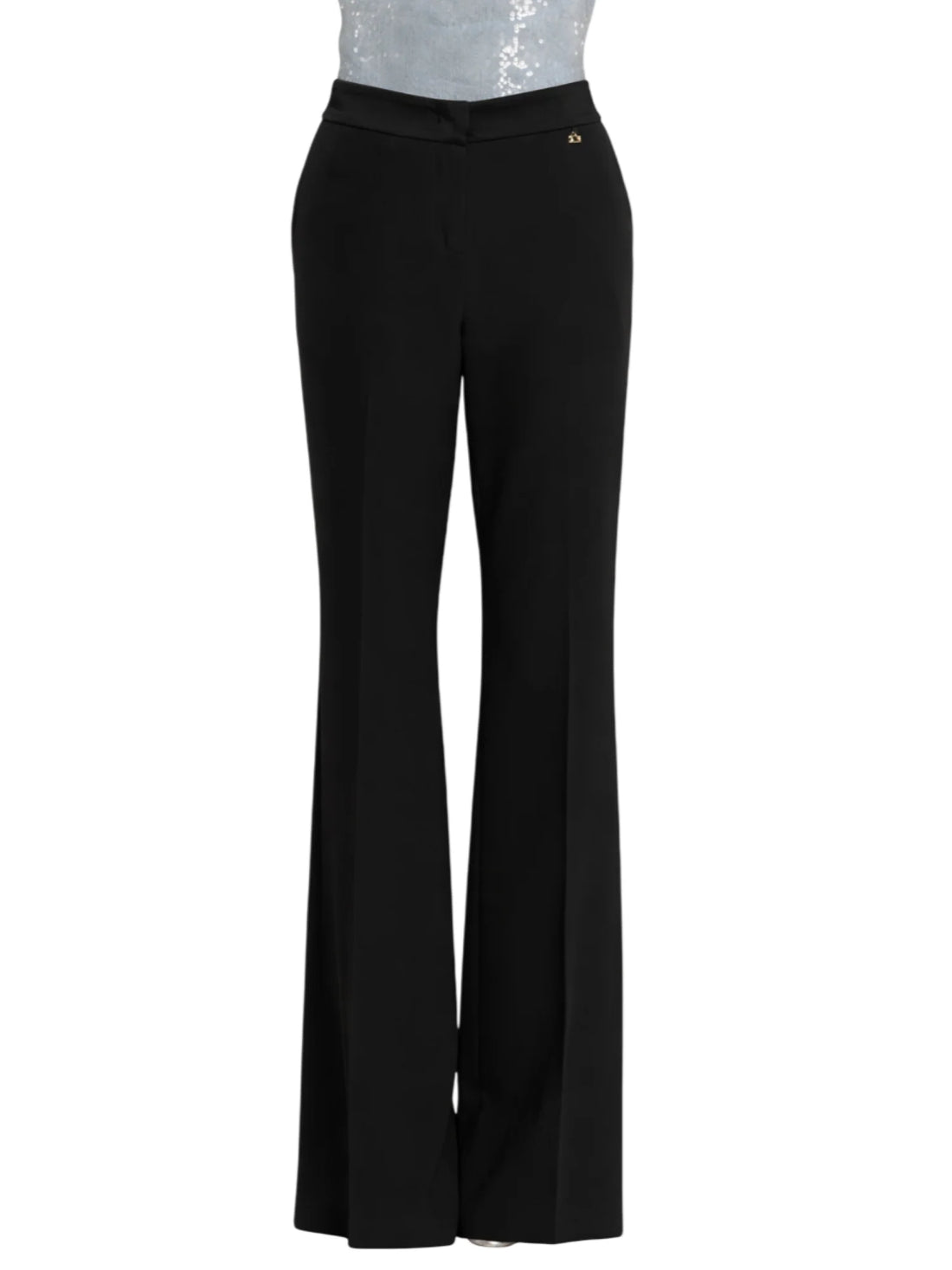 Relish pantaloni a zampa con dettagli satin nero