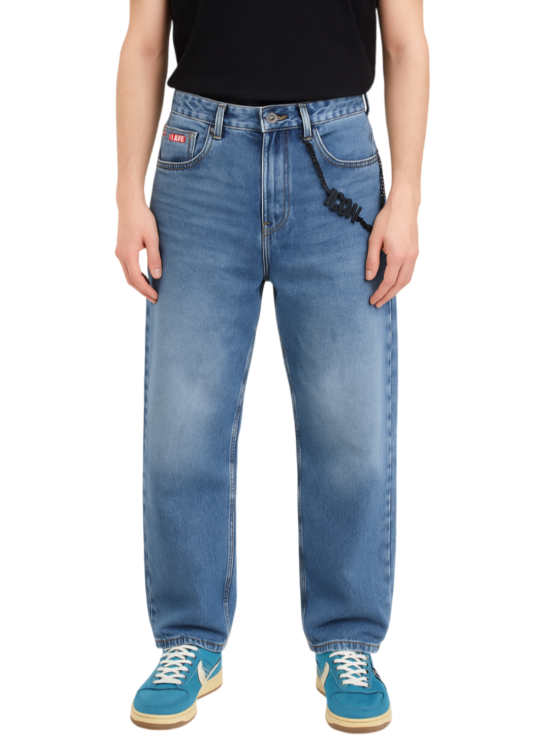 Icon jeans baggy uomo gamba larga lavaggio blu