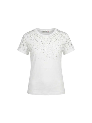 Patrizia Pepe T-shirt bambina manica corta con strass panna
