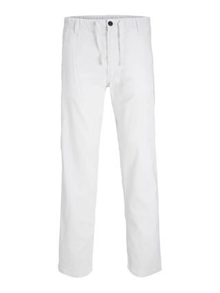 Jack&Jones pantaloni uomo misto lino relaxed fit bianco