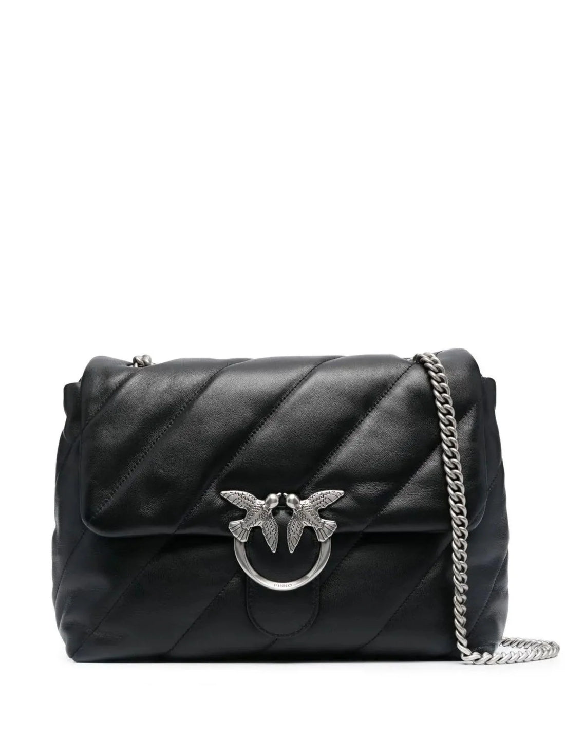 Pinko borsa Love Big Puff Maxi Quilt in pelle trapuntata bianco argento