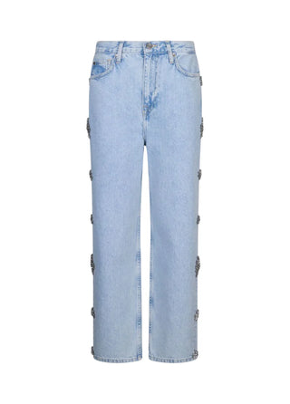 Liu Jo jeans gamba dritta con applicazioni gioiello lavaggio chiaro